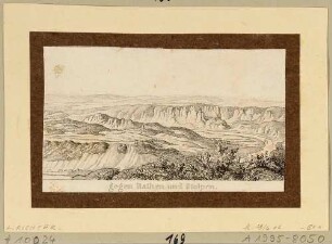 Aussicht vom Lilienstein ins Elbtal, Blick nach Norden in Richtung Rathen und Stolpen, aus: Sächsische Schweiz oder Sieben Blaetter mit XIX Ansichten von Ludwig Richter
