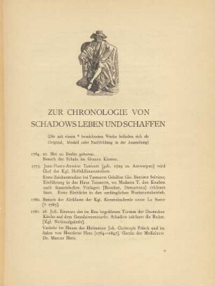 Zur Chronologie von Schadows Leben und Schaffen