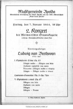 Musikgemeinde Apolda [...] 2. Konzert
