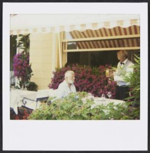 Wolfram Siebeck auf der Terrasse des Restaurants Hotel Villa Castagnola in Lugano