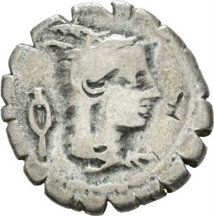 Denar serratus des L. Papius mit Darstellung eines Greifs
