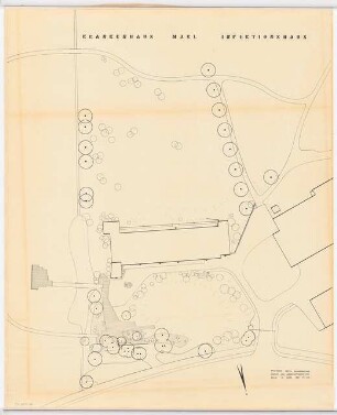 Grünanlage an der Paracelsus-Klinik, Marl: Infektionshaus: Lageplan mit Gartenplan