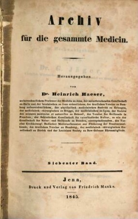 Archiv für die gesammte Medicin. 7. 1845