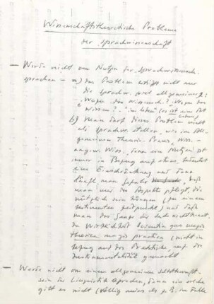Wissenschaftstheoretische Probleme der Sprachwissenschaft : Notizen