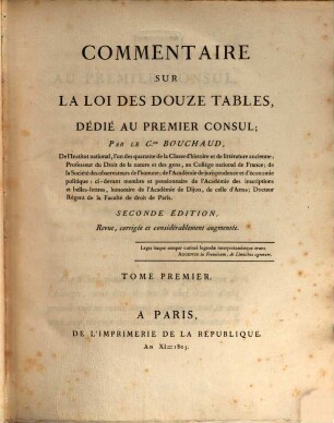 Commentaire sur la loi des douze tables, 1