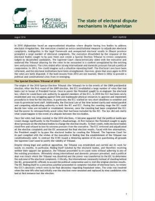 The state of electoral dispute mechanisms in Afghanistan