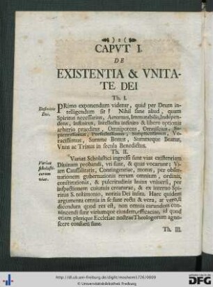 Caput I. De Existentia Et Unitate Dei.