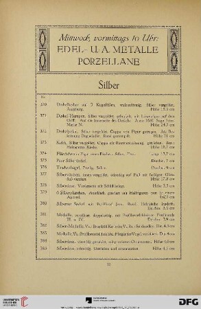 Edel- u.a. Metalle Porzellane (Nr. 370-577)