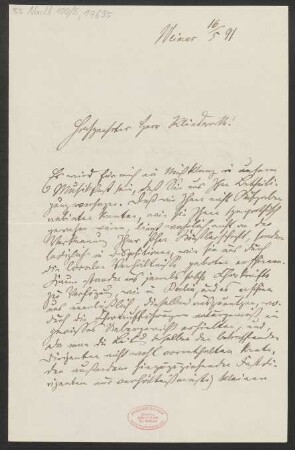 Brief an Karl Klindworth : 16.05.1891