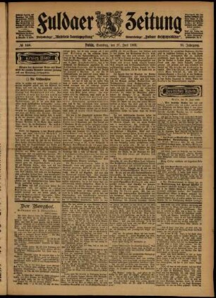 Erste Ausgabe vom Samstag, den 27. Juni 1903.