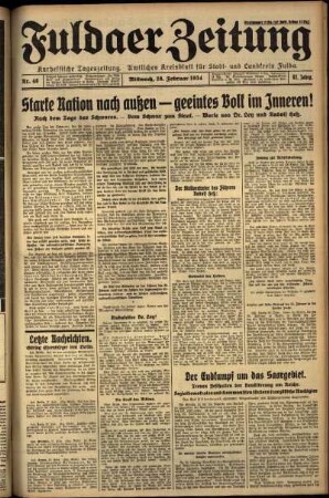 Ausgabe vom Mittwoch, den 28. Februar 1934.