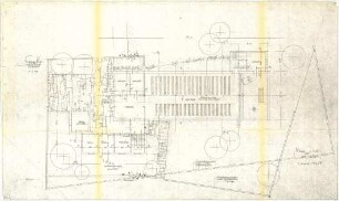 Gsaenger, Gustav; Dingolfing (Bayern), Reichenbergstr.; Ev. Kirche, Gemeindehaus und Pfarrhaus - Grundriss EG