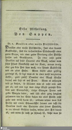 Erste Abtheilung. Von Suppen