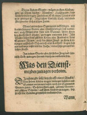Was den Dienstmegden zutragen verboten