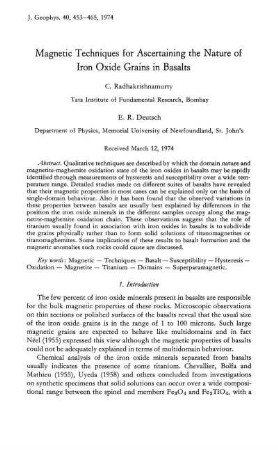 Magnetic techniques for ascertaining the nature of iron oxide grains in basalts
