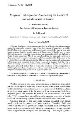 Magnetic techniques for ascertaining the nature of iron oxide grains in basalts