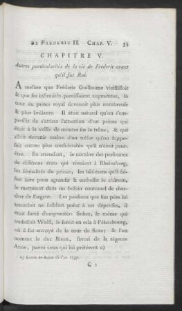 Chapitre V. Autres particularités de la vie de Fréderic avant qu'il fut Roi
