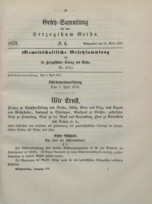 6. Schiedsmannsordnung. Vom 7. April 1879