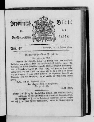 Num. 42, Ausgabe vom 18. Oktober 1820