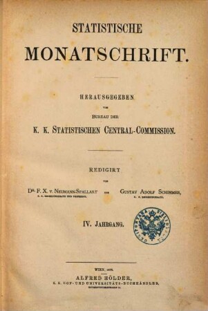 Statistische Monatschrift. 4. 1878