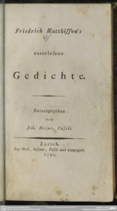 Friedrich Matthisson's auserlesene Gedichte