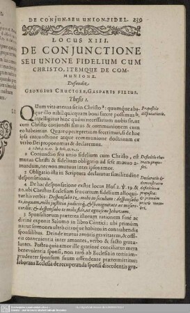 Locus XIII. De Conjunctione Seu Unione Fidelium Cum Christo, Itemque De Communione