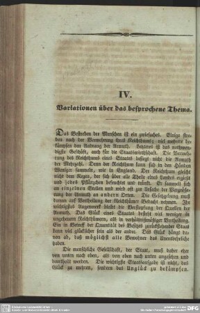 IV. Variationen über das besprochene Thema