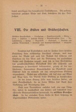 VIII. Die Gilden und Brüderschaften