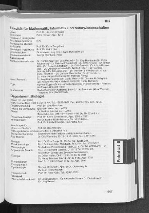 Fakultät für Mathematik, Informatik und Naturwissenschaften