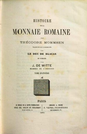 Histoire de la monnaie romaine, 4