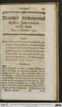 XXIII. Stueck. Den 29. December 1785