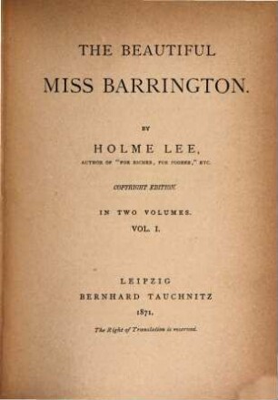 The beautiful Miss Barrington : in 2 vol., 1