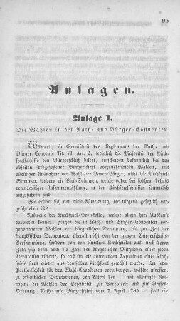 Anlage I. Die Wahlen in den Rath- und Bürger-Conventen.