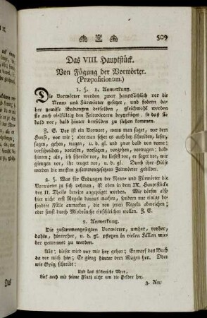 Das VIII. Hauptstück. Von Fügung der Vorwörter. (Præpositionum.)
