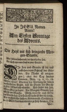 Am Ersten Sonntage des Advents. - Am Dritten Heiligen Christ-Tage.