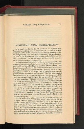 Australian Army Reorganisation.
