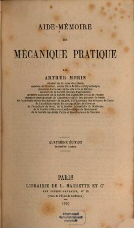 Aide-mémoire de mécanique pratique ...