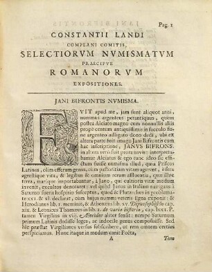 Constantii Landi ... selectiorvm numismatvm, praecipve romanorvm, expositiones : elegantibus nummorum ectypis et indicibus necessariis instructae