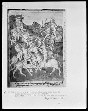Guido de Columna, Historia Troiana — Streit der Griechen mit dem Hippozentaurus, Folio 116verso