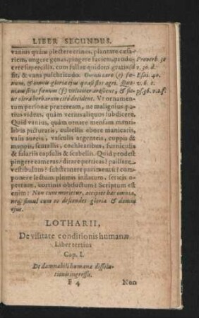 Lotharii, De vilitate conditionis humanae Liber tertius