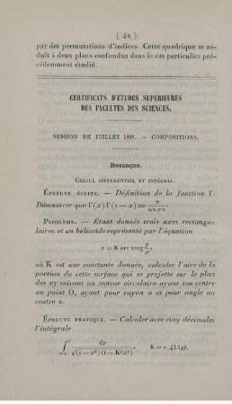 Certificats d'études supérieures des facultés des sciences.
