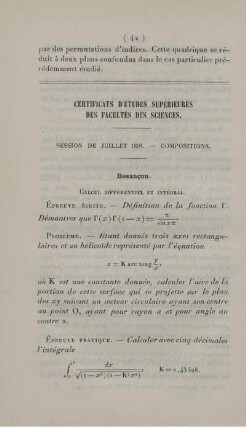 Certificats d'études supérieures des facultés des sciences.