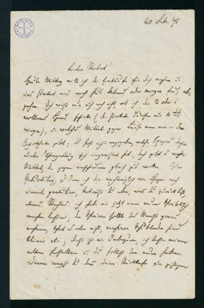 Brief vom 20. Febr. 1871