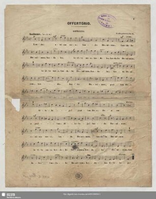 Offertorio a quattre voci, pieno (con Organo o Pianoforte) ad lib.) : Op. 15