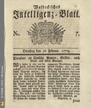 No. 7, Dienstag den 16 Februar. 1779