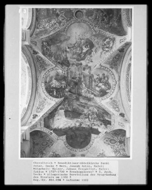 Fundation, Restauration und Glorie des gantzen heiligen Ordens Benedicti samt anderen sinnreichen Konzepten Reverendissimo dicante — Allegorische Darstellung der Neugründung des Klosters um 1102