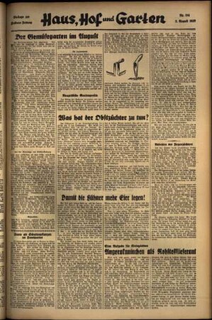 Zweite Ausgabe vom Montag, den 02. August 1937.