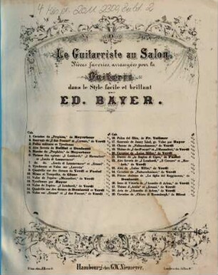 Le guitarriste au salon : pièces favories, arrangées pour la guitarre dans le style facile et brillant, 20. Cavatine de "Luisa Miller"