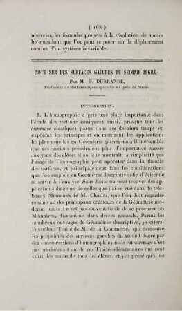 Note sur les surfaces gauches du second degré.