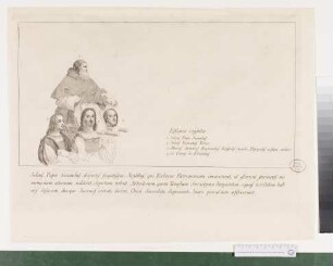 "Julius II. mit Guilio Romano, Marcantoni Raimondi und Petrus de Foliantibus" nach Raffael in den vatikanischen Stanzen